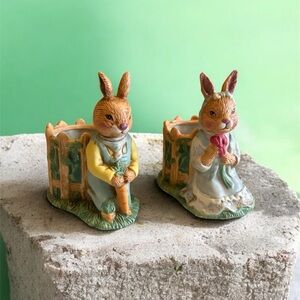 Vintage Bunny Rabbit Figurine Planter set